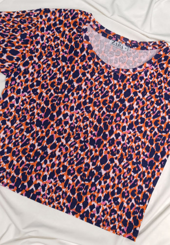 تیشرت کراپ طرح دار Zara زارا