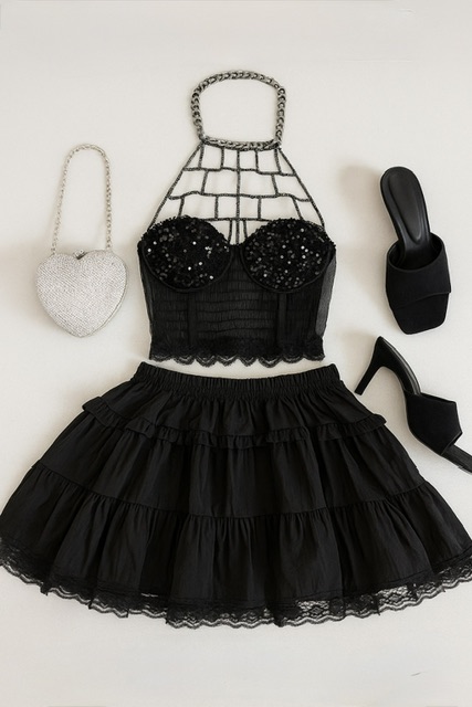 کراپ پولکدوزی شده سیمین‌تن