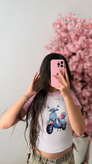 کراپ تیشرت طرح دار